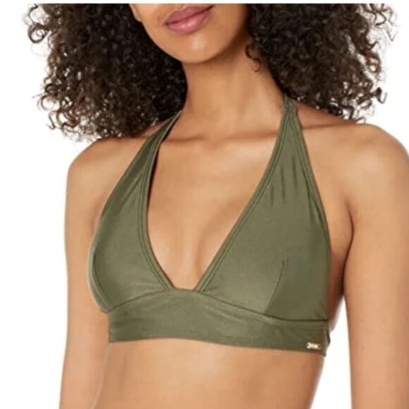 DKNY WOMEN’S TRIANGLE BIKINI TOP WITH REMOVABLE PADDING A STANDARD HALTER TOP - Picture 1 of 3
